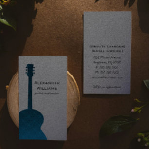 Striped Guitar Music Business Card, Blue Card
