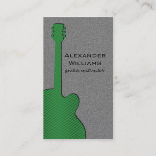 Striped Guitar Music Business Card, Bright Green Card