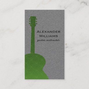Striped Guitar Music Business Card, Green Card