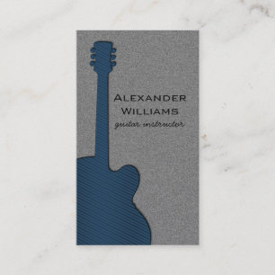 Striped Guitar Music Business Card, Royal Blue Card