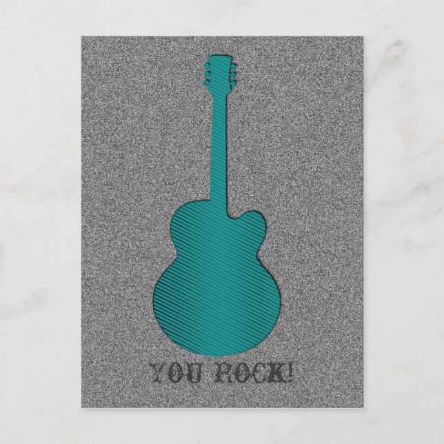 Striped Guitar Postcard, Turquoise Postcard (Front)