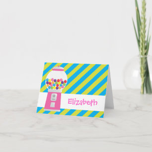 Striped Gumball Machine Personalized Notecard
