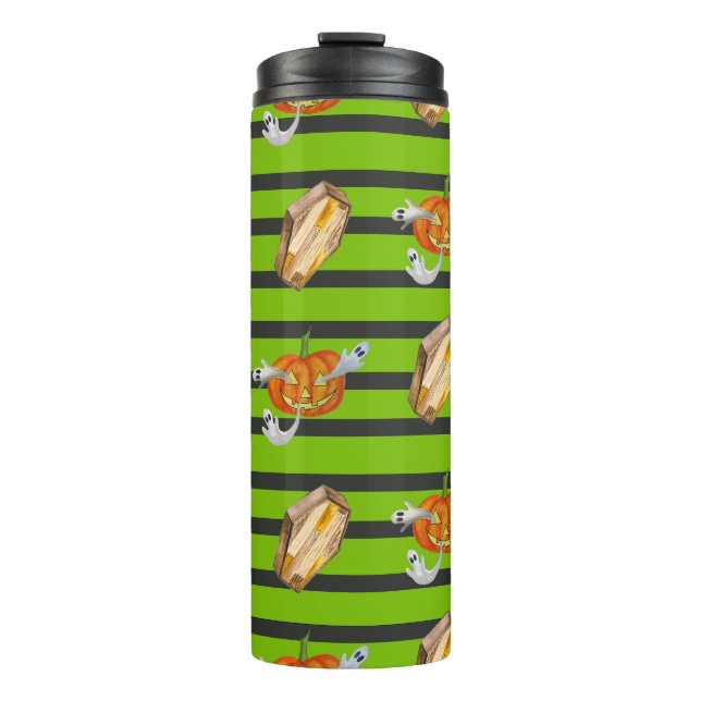 Striped Halloween Thermal Tumbler (Front)