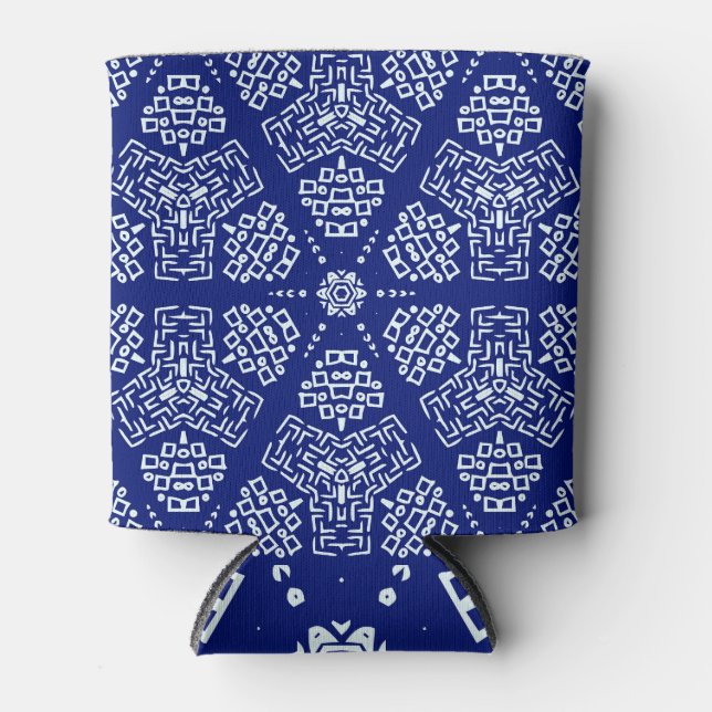 Striped Hand Painted: Ethnic Pattern. Can Cooler (Front)