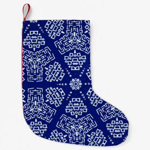 Striped hand painted seamless pattern with ethnic small christmas stocking