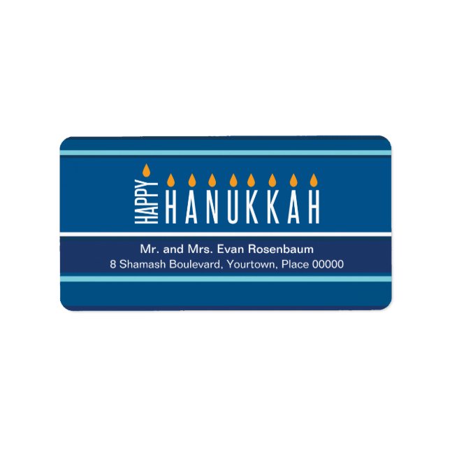 Striped Hanukkah Candles Return Address Label (Front)