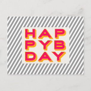 Striped Happy Bday Typography Postcard