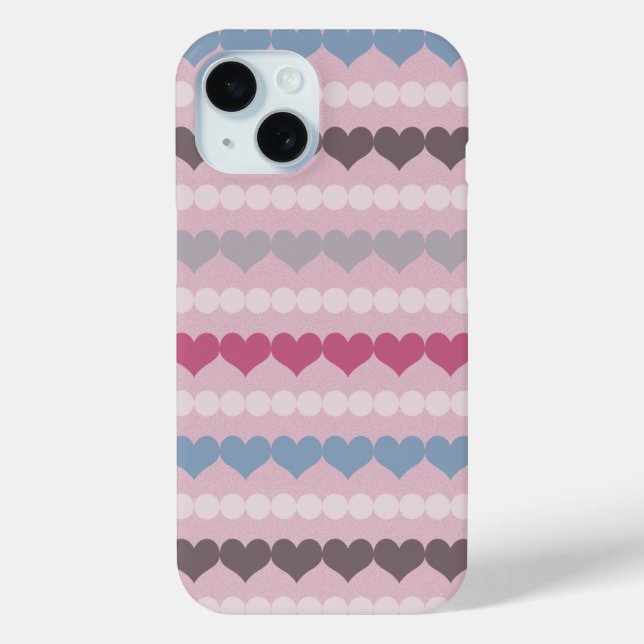 Striped Heart and Circle Pattern Case-Mate iPhone Case (Back)