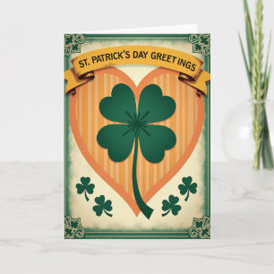 Striped Heart Clover Card