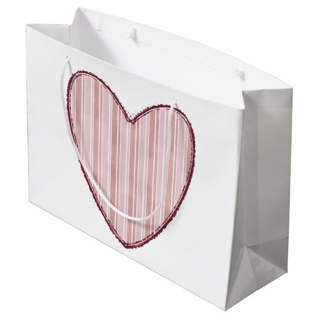 Striped Heart Large Gift Bag (Back Angled)