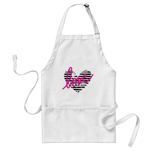 Striped Heart Love Design Standard Apron (Front)