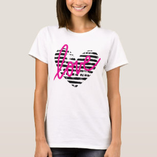 Striped Heart Love Design T-Shirt