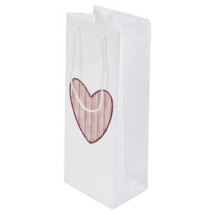 Striped Heart Wine Gift Bag