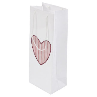 Striped Heart Wine Gift Bag