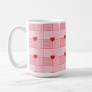 Striped Hearts Patchwork Pattern  Coffee Mug