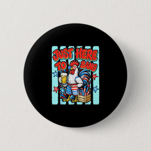 Striped here to bang american flag chicken 4th of 6 cm round badge