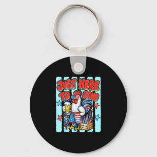 Striped here to bang american flag chicken 4th of key ring
