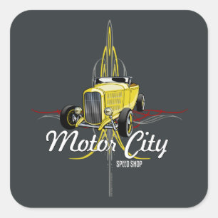 Striped Hi-Boy Roadster  Toolbox Decal Square Sticker