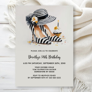 Striped High Heel Shoes Birthday Party Invitation
