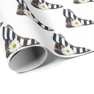 Striped High Heels with Daisy Wrapping Paper