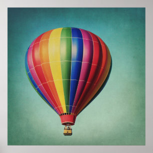 Striped Hot Air Balloon Poster