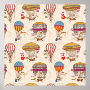 Striped Hot Air Balloons Poster