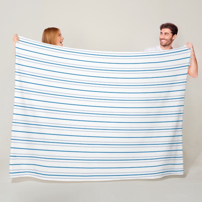 Striped In Blues Fleece Blanket (In Situ)
