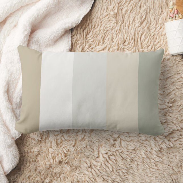 Striped Ivory and Khaki Lumbar Accent Throw Pillow (Blanket)