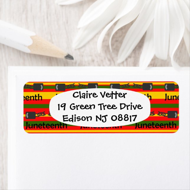 Striped Juneteenth  Return Address Label (Insitu)