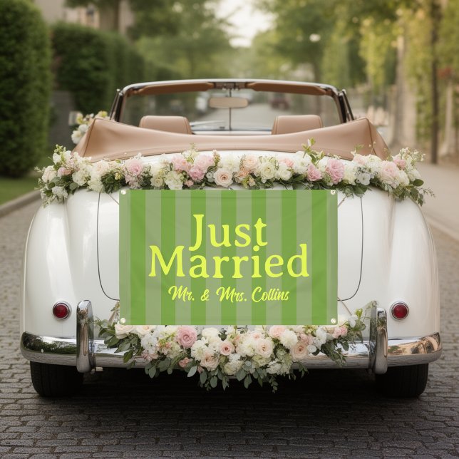 Striped Just Married Car Banner (Creator Uploaded)