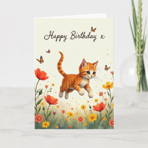 Striped Kitten Birthday Card
