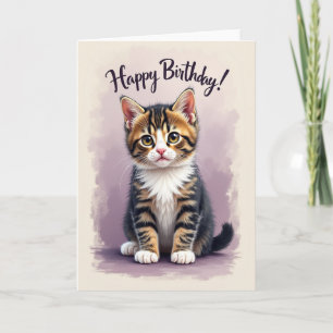 Striped Kitty Birthday Card