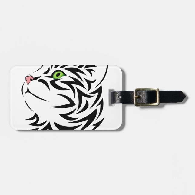 Striped Kitty with Green Eyes Luggage Tag (Front Horizontal)