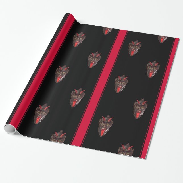 Striped Krampus Wrapping Paper (Unrolled)
