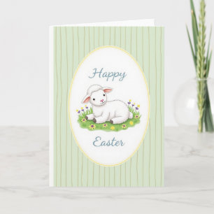 Striped Lamb Oval Frame Card