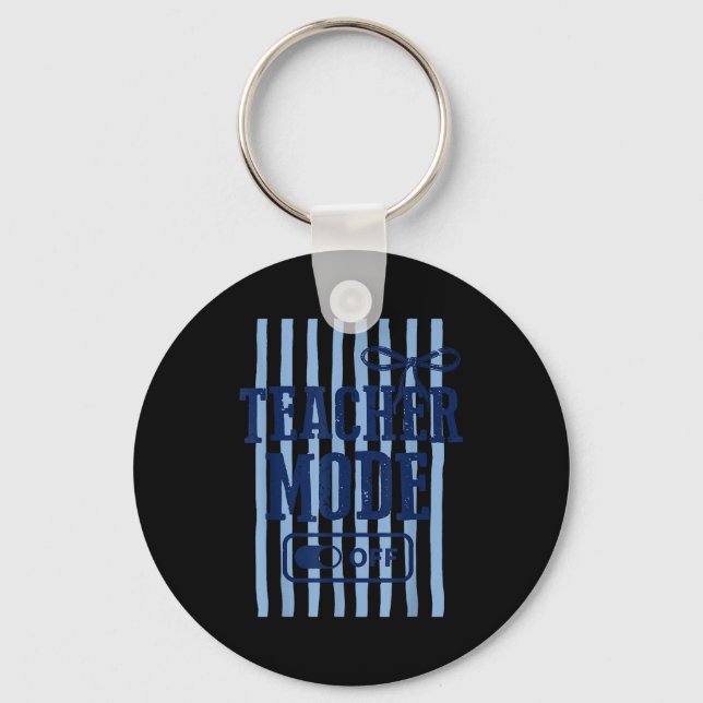 Striped last day of school teacher mode off class key ring (Front)