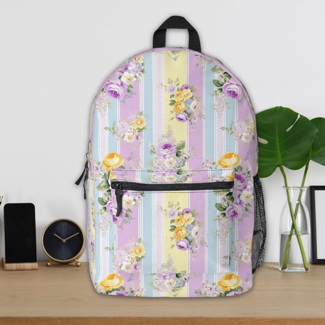 Striped Lavender Floral Backpack (Creator Uploaded)