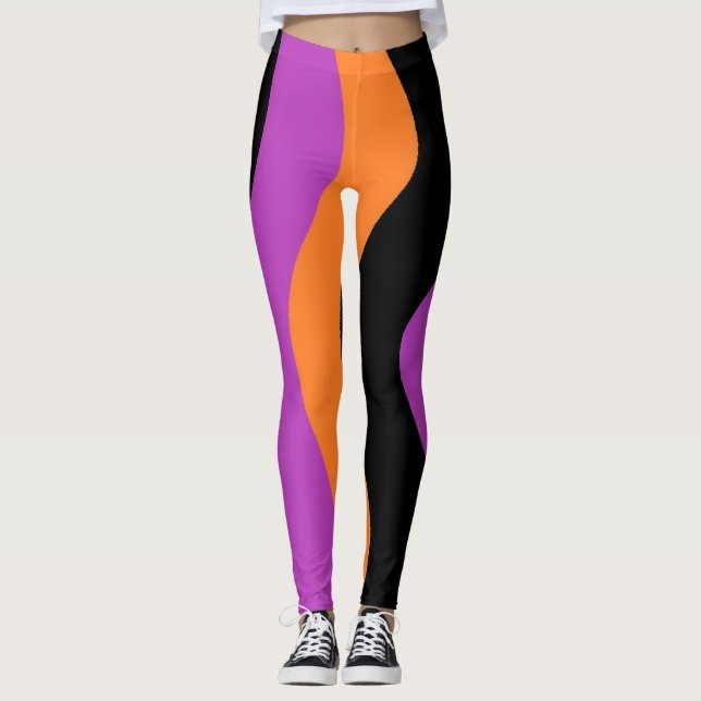 Striped Leggings Purple Orange and Black  (Front)