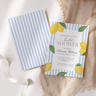 Striped Lemon Italian Mediterranean Bridal Shower Invitation