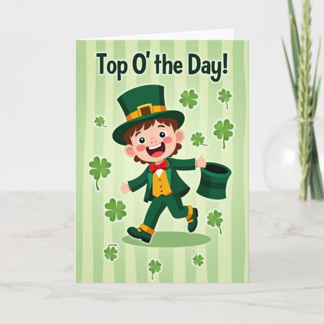 Striped Leprechaun Scene Card (Front)