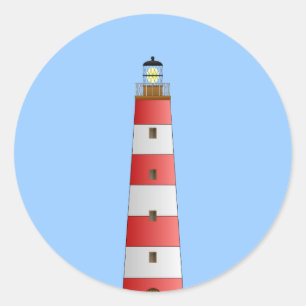 Striped Lighthouse Classic Round Sticker