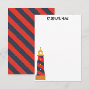Striped Lighthouse Personalised Note Cards