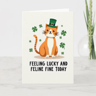 Striped Lucky Feline Friend Card