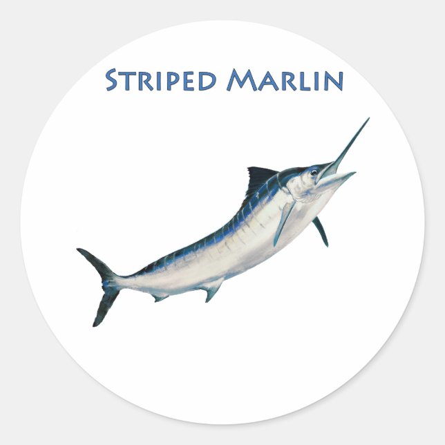 Striped Marlin (titled) Classic Round Sticker (Front)