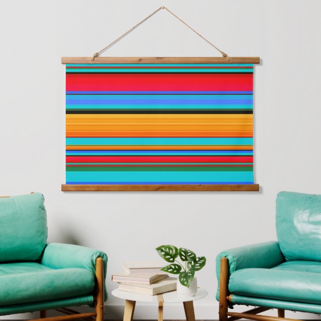 Striped Mexican Serape Design Hanging Tapestry (Living Room)