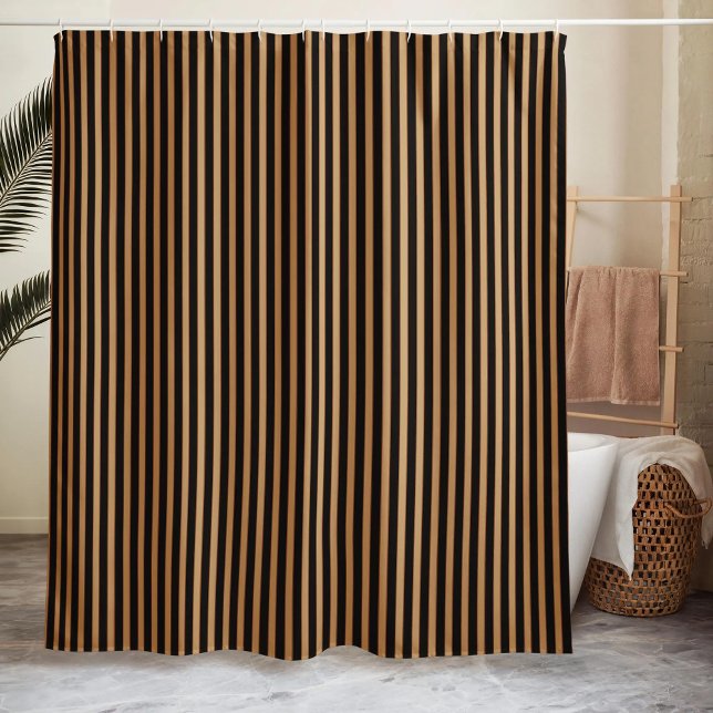 Striped Minimalist Black  Shower Curtain (Creator Uploaded)