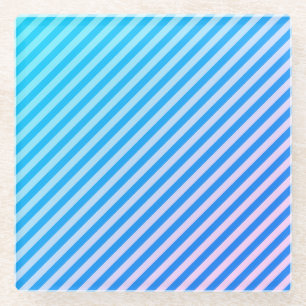 Striped Modern Coaster in Aqua and Pink