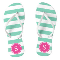 Striped Monogram in Sea Foam & Pink