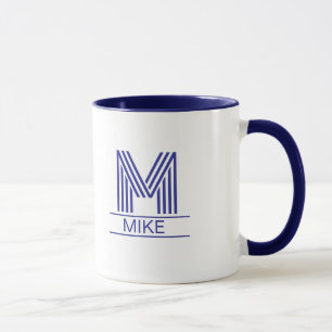 Striped Monogram Initial & Name Two-Tone Mug