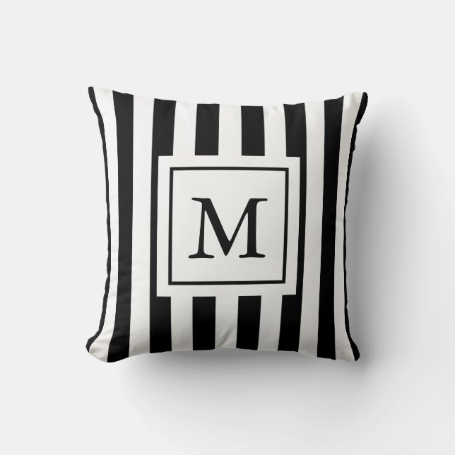 Striped Monogrammed Pillow (Front)